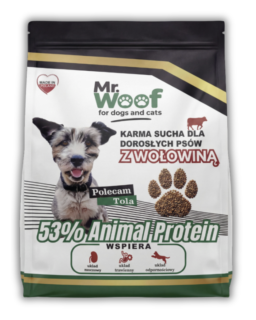 Sucha karma dla dorosłych psów z wołowiną Mr. Woof 1,5 kg
